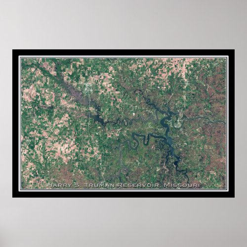 Harry Truman Lake Missouri Satellite Poster Map