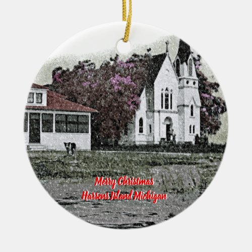 Harsens Island Michigan St Marks Church 1925 Ceramic Ornament