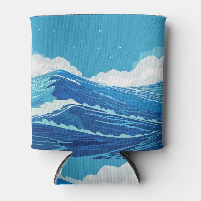Harsh ocean, large sea waves drawing. can cooler (Front)