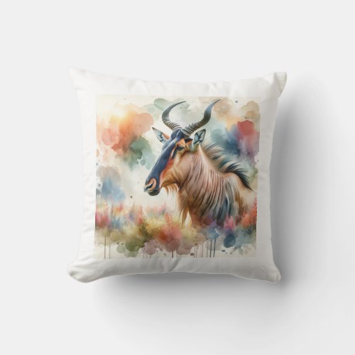 Hartebeest in Harmony AREF1007 _ Watercolor Throw Pillow