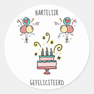 Hartelijk Gefeliciteerd Happy Birthday Classic Round Sticker