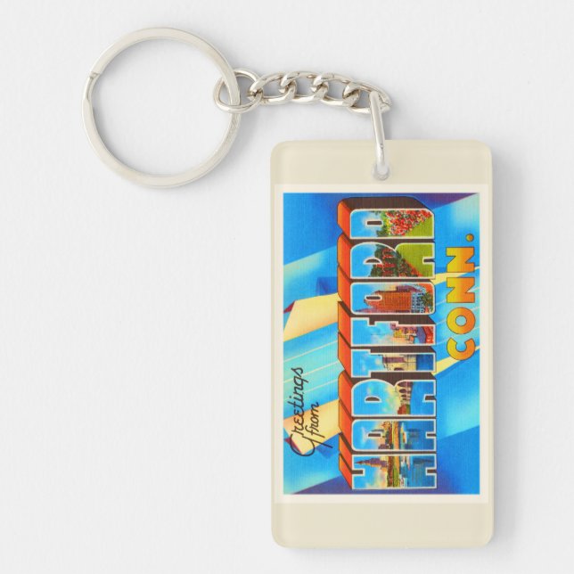 Hartford Connecticut CT Vintage Travel Souvenir Keychain (Front)