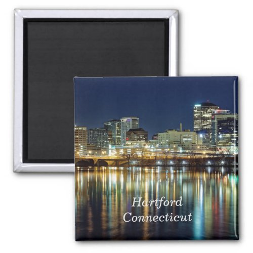 Hartford Connecticut labeled cityscape photograph Magnet
