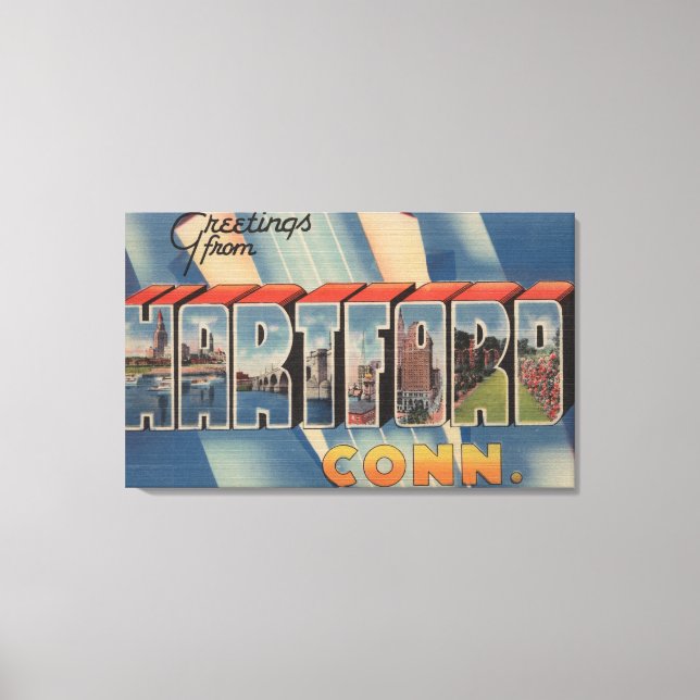 Hartford, Connecticut - Large Letter Scenes 4 Canvas Print (Front)
