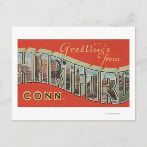 Hartford Connecticut _ Large Letter Scenes 4 Postcard