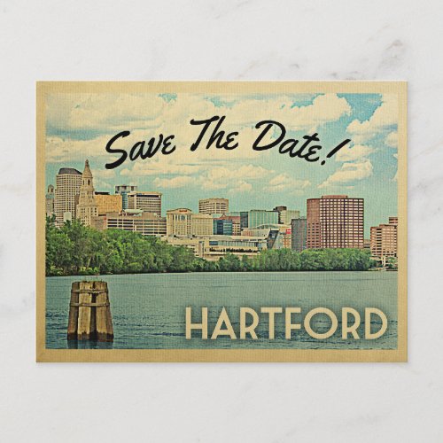 Hartford Connecticut Save The Date Vintage Announcement Postcard