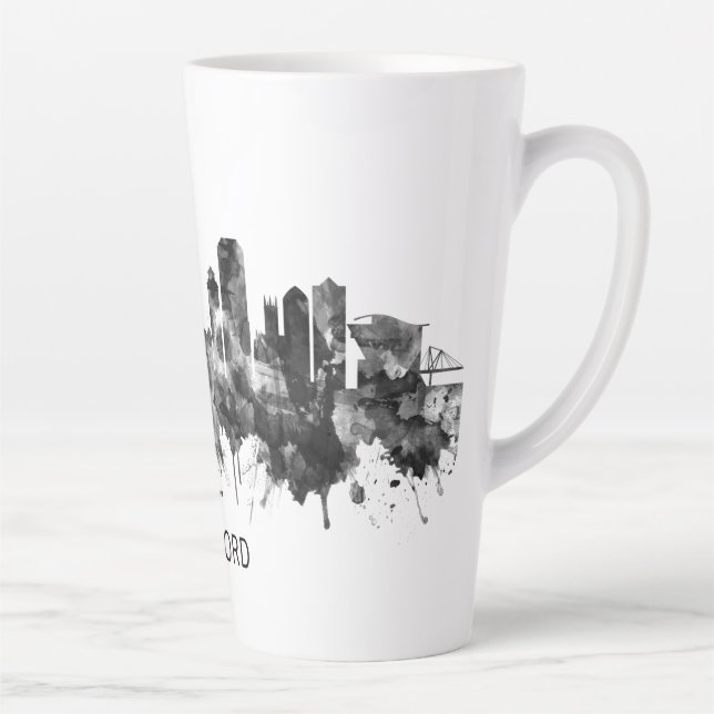 Hartford Connecticut Skyline BW Latte Mug (Right)
