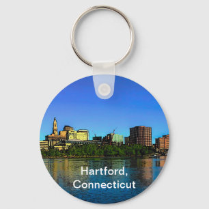 Hartford Connecticut Skyline Cartoon Keychain