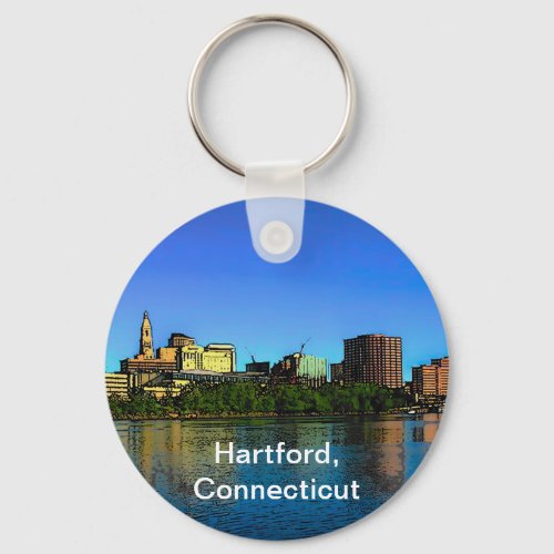 Hartford Connecticut Skyline Cartoon Keychain