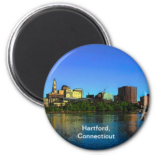 Hartford Connecticut Skyline Cartoon Magnet