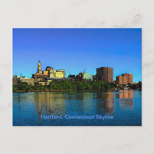 Hartford Connecticut Skyline Cartoon Postcard