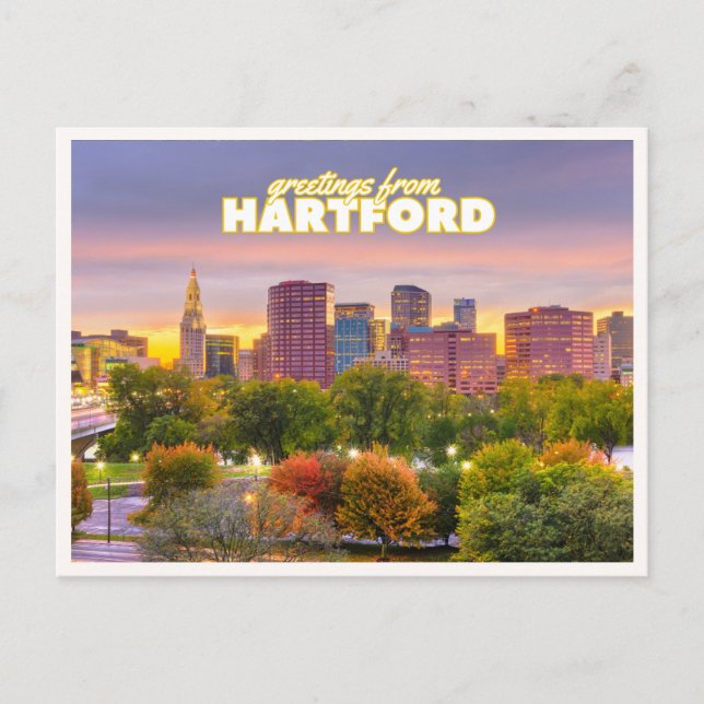 Hartford Connecticut Skyline Fall Foliage Greeting Postcard (Front)