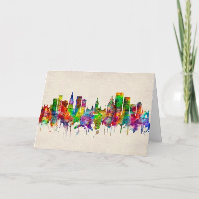 Hartford Connecticut Skyline Holiday Card (Front)