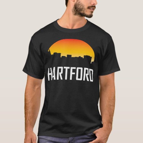 Hartford Connecticut Sunset Skyline Silhouette T_Shirt