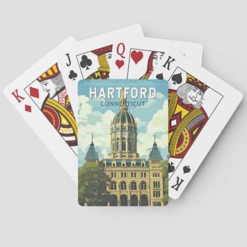 Hartford Connecticut Travel Art Vintage Poker Cards
