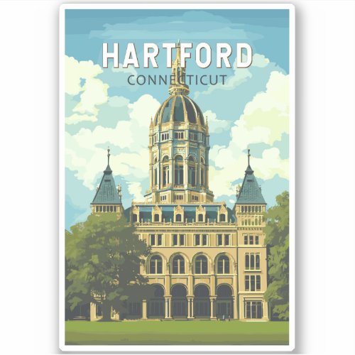 Hartford Connecticut Travel Art Vintage Sticker