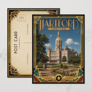 Hartford Connecticut Vintage Art Deco Golden Age Postcard