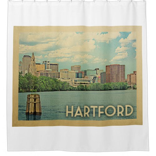 Hartford Connecticut Vintage Travel Shower Curtain