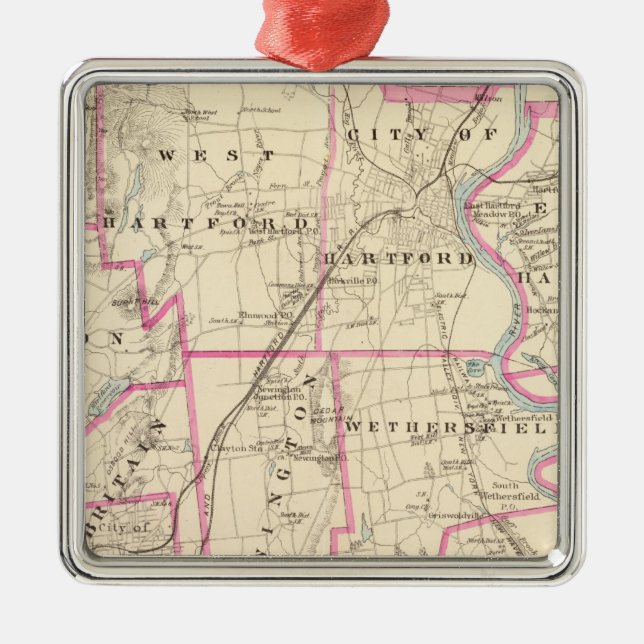 Hartford County Connecticut Metal Ornament (Front)
