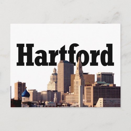 Hartford CT Skyline with Hartford in the sky Postcard