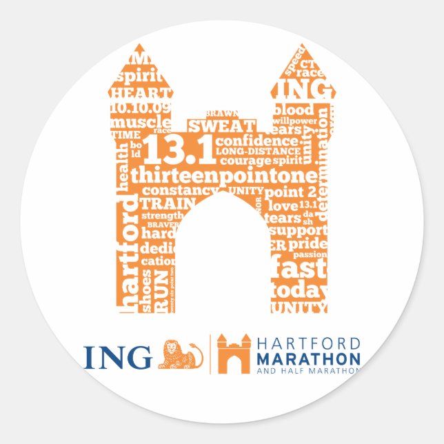 Hartford Half-Marathon: Arch Classic Round Sticker (Front)