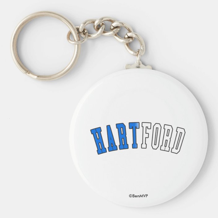 Hartford in Connecticut State Flag Colors Key Chain