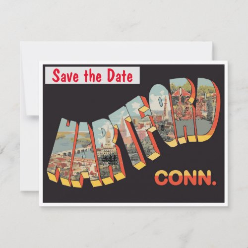 Hartford Letters Vintage Postcard Save The Date