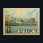 Hartford Postcard Connecticut Vintage Travel<br><div class="desc">Hartford Connecticut design in Vintage Travel style featuring a harbor view of the downtown skyline.</div>