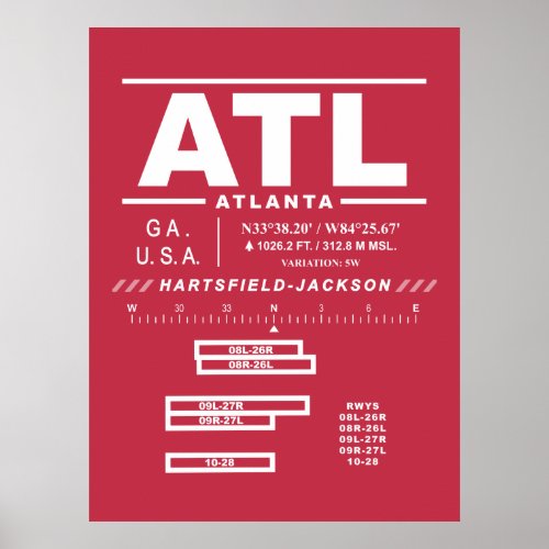 HartsfieldJackson Atlanta Intl Airport ATL Poster