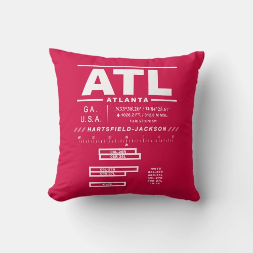 HartsfieldJackson Atlanta Intl Airport ATL Throw Pillow