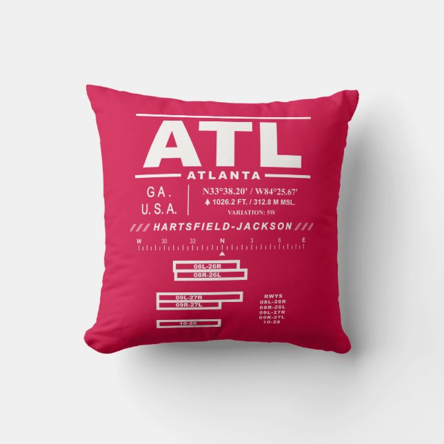 Hartsfield–Jackson Atlanta Intl Airport ATL Throw Pillow (Front)