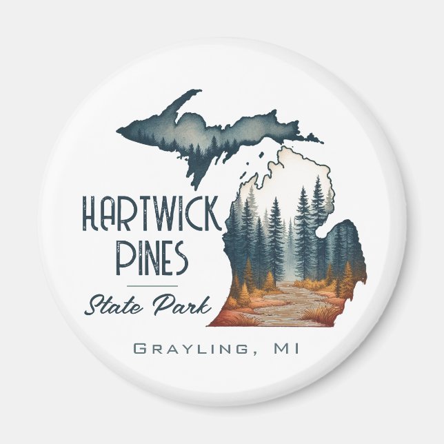 Hartwick Pines State Park Souvenir Gift Magnet (Front)