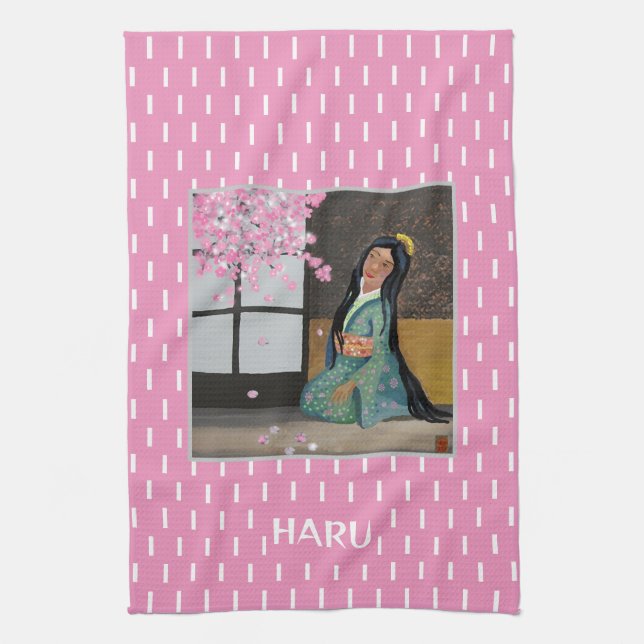 Haru Japanese Spring season Art Kitchen Towel (Vertical)