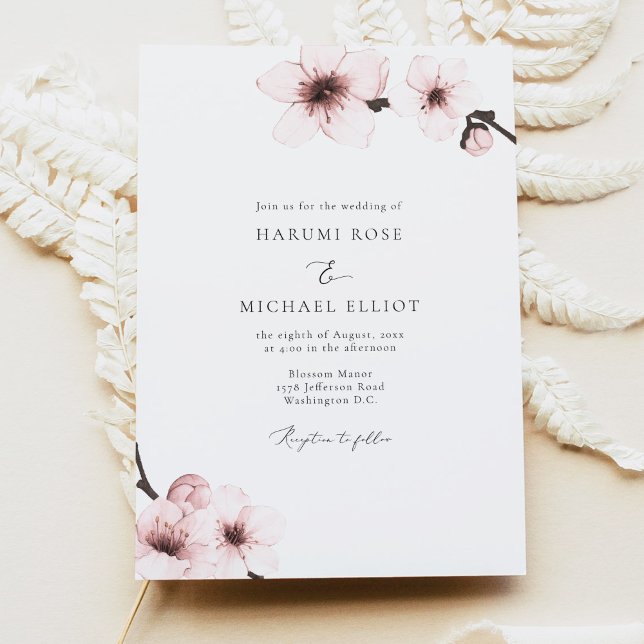 HARUMI Elegant Sakura Cherry Blossom Wedding Invitation (Creator Uploaded)