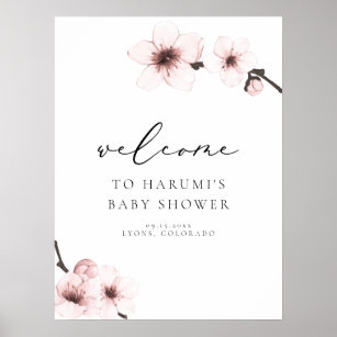 HARUMI Sakura Cherry Blossom Baby Shower Welcome Poster