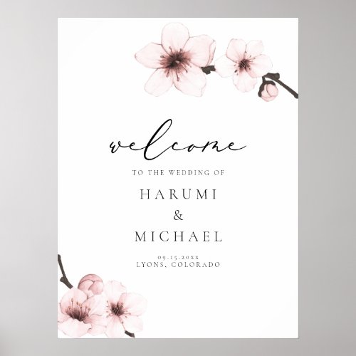 HARUMI Sakura Cherry Blossom Wedding Welcome Poster