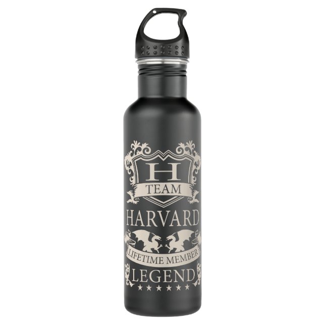 HARVARD Last Name, HARVARD family name crest Stainless Steel Water Bottle (Front)