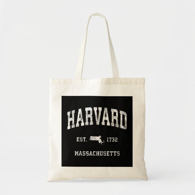 Harvard Massachusetts MA Vintage Athletic Sports D Tote Bag (Front)