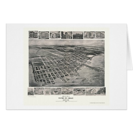 Harve de Grace, MD Panoramic Map - 1907 Cards (Front Horizontal)