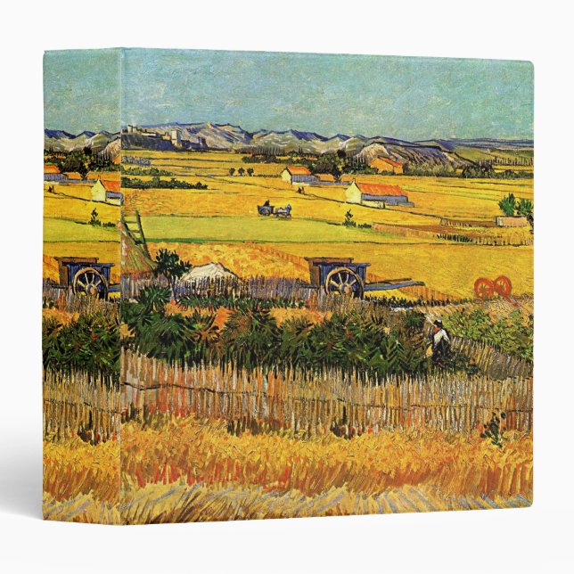 Harvest at La Crau, Montmajour by Vincent van Gogh 3 Ring Binder (Front/Spine)
