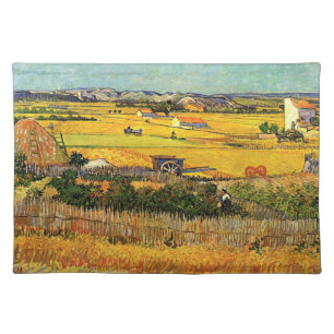Harvest at La Crau, Montmajour by Vincent van Gogh Cloth Placemat
