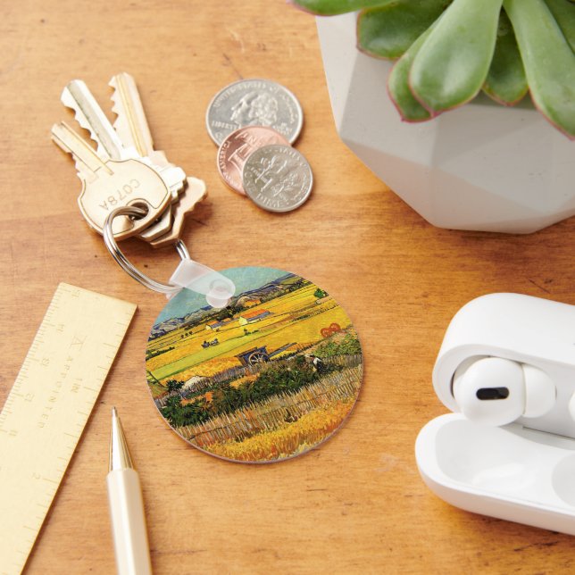 Harvest at La Crau, Montmajour by Vincent van Gogh Keychain (Desk)