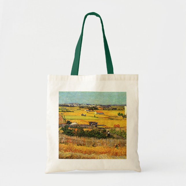 Harvest at La Crau, Montmajour by Vincent van Gogh Tote Bag (Front)