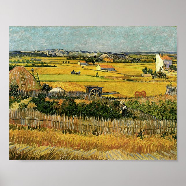 Harvest at La Crau, Vincent Van Gogh Poster (Front)