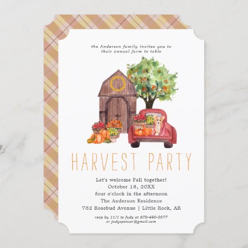 Harvest Barn Thanksgiving Dinner Party Invitation