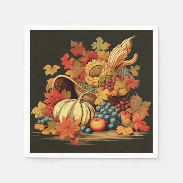 Harvest Blessings Basket: Bountiful Feast Napkins (Front)
