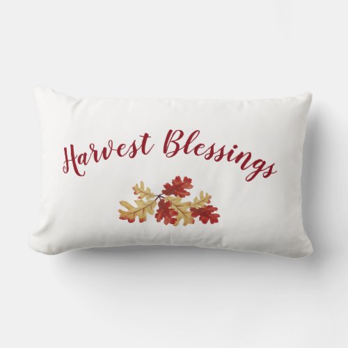 Harvest Blessings Script Autumn Leaves Lumbar Pillow