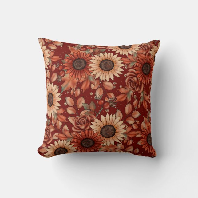 Harvest Blooms Throw Pillow (Front)