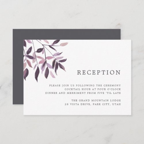 Harvest Blush  Watercolor Foliage Reception Card