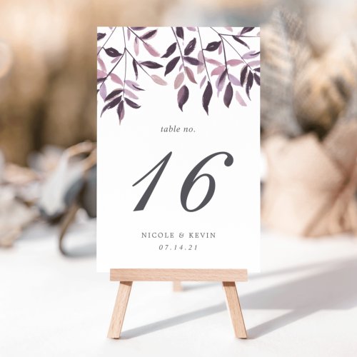 Harvest Blush  Watercolor Table Number Card